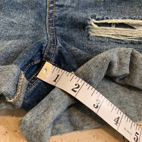 Bluenotes Distressed Denim Short Overalls M/M Medium Blue Jean Shortalls - Picture 8 of 8